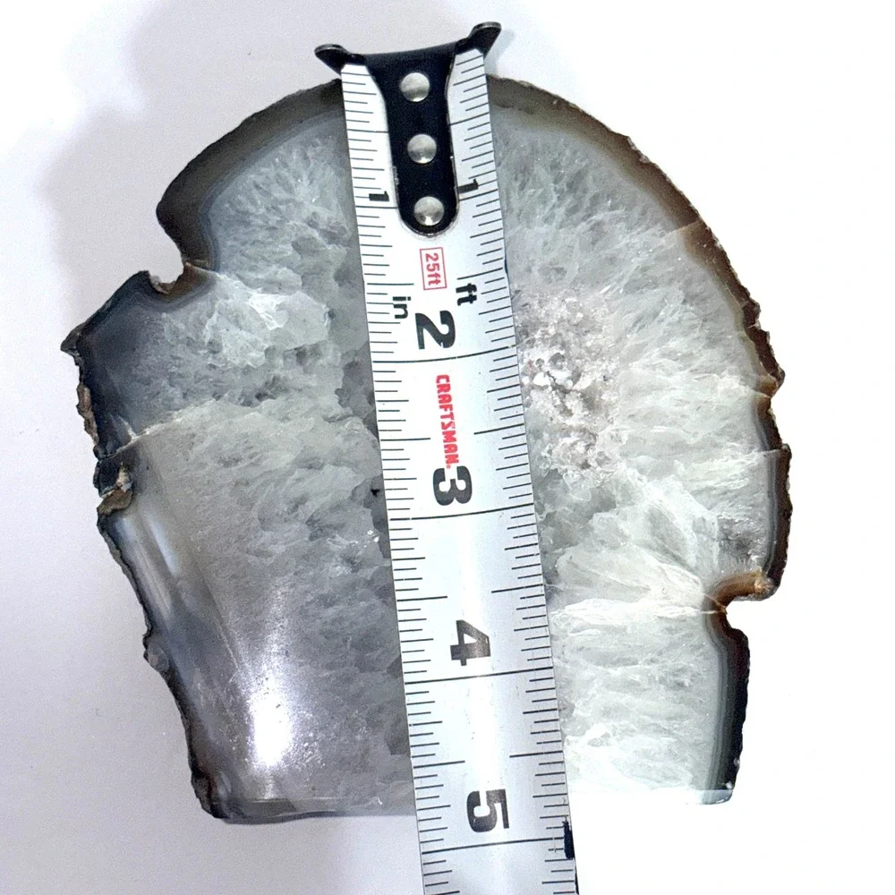 Polished Brazilian Agate Free Standing 1.11 lb Crystal Specimen White Grey 4.75